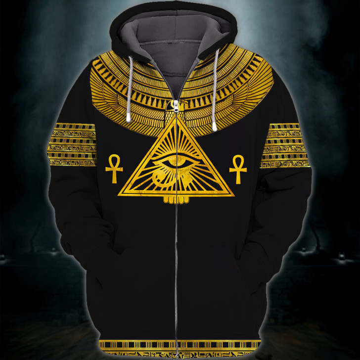 FUNSTUFFPRINT Eye of Horus, Ankh , Ancient Egypt  3D Hoodie and Zip Hoodie