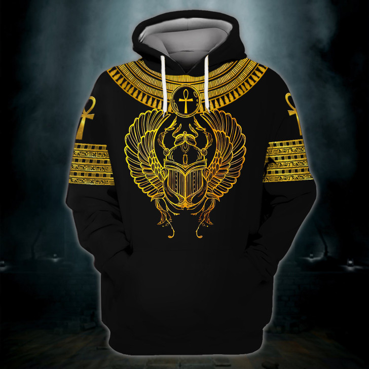 FUNSTUFFPRINT  Scarab With Ankh , Ancient Egypt  3D Hoodie and Zip Hoodie