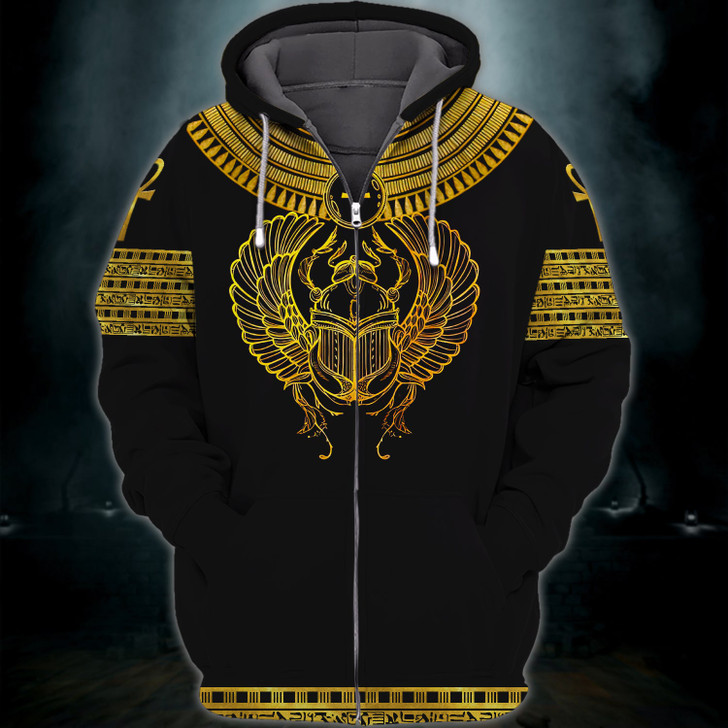 FUNSTUFFPRINT  Scarab With Ankh , Ancient Egypt  3D Hoodie and Zip Hoodie