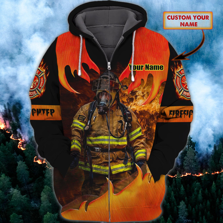 FUNSTUFFPRINT  Freefighter 01- Personalized Name  3D Hoodie and Zip Hoodie