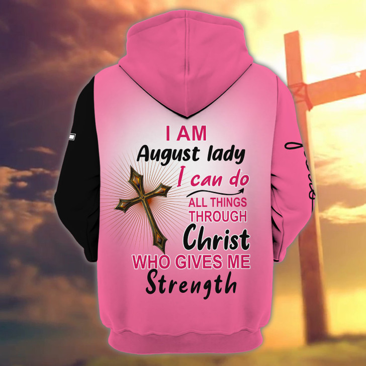 FUNSTUFFPRINT August Lady - Personalized Name  3D Hoodie and Zip Hoodie
