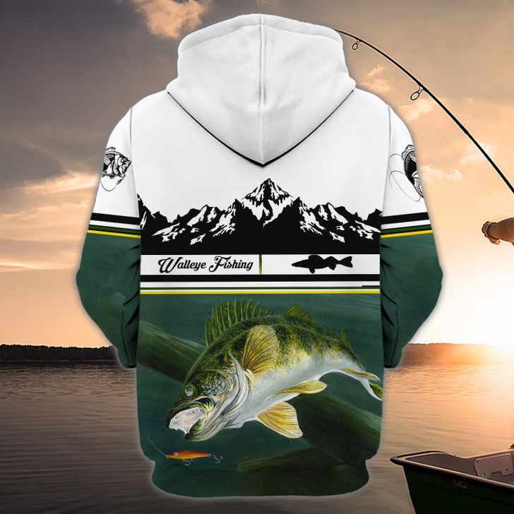 FUNSTUFFPRINT  Walleye Fishing - Personalized Name  3D Hoodie and Zip Hoodie