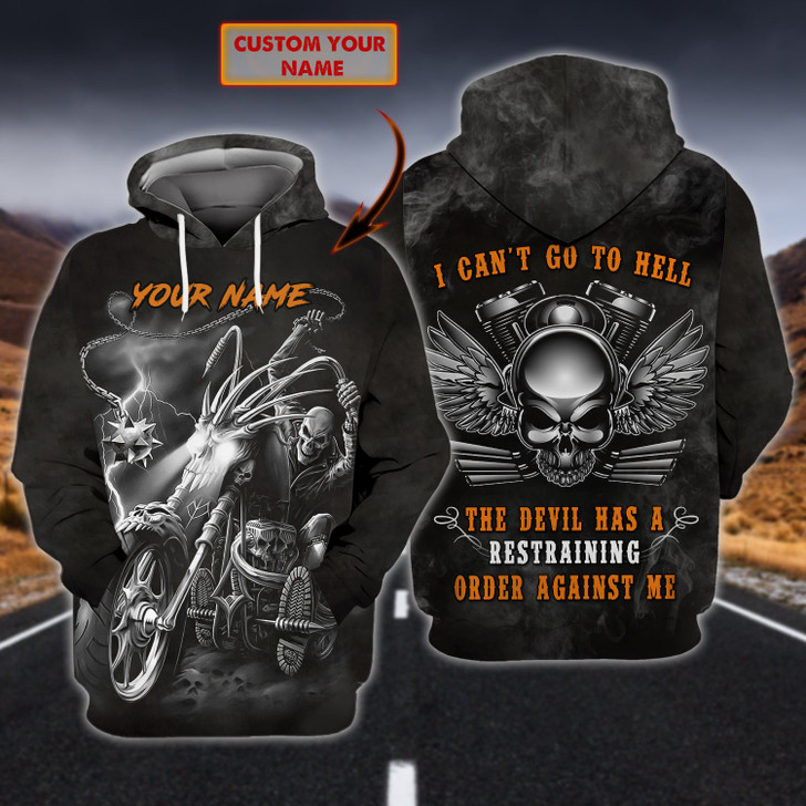 FUNSTUFFPRINT Custom Name-Hoodie Shirt-Biker-I can't go hell  3D Hoodie and Zip Hoodie