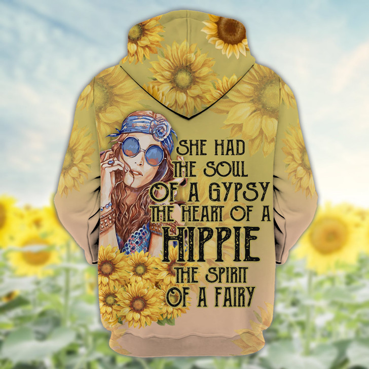 FUNSTUFFPRINT Custom Name-Hoodie-Hippie Soul  3D Hoodie and Zip Hoodie