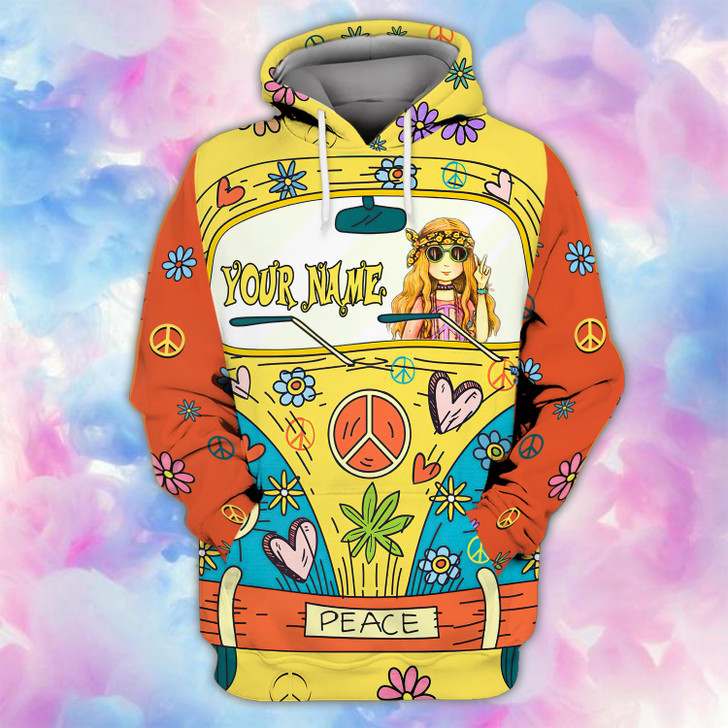FUNSTUFFPRINT Custom Name-Hoodie-Hippie  3D Hoodie and Zip Hoodie