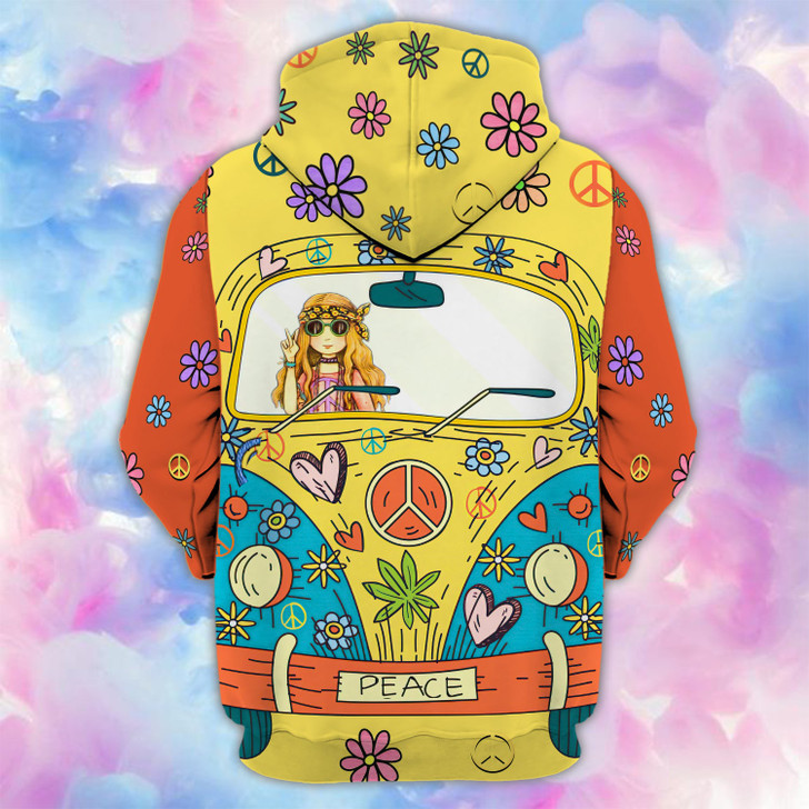 FUNSTUFFPRINT Custom Name-Hoodie-Hippie  3D Hoodie and Zip Hoodie