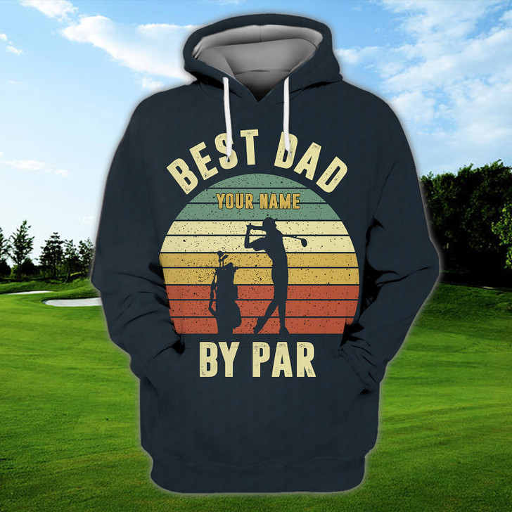 FUNSTUFFPRINT Best Dad Golf - Personalized Name  3D Hoodie and Zip Hoodie