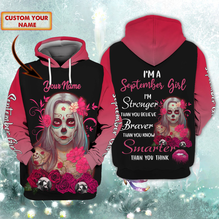 FUNSTUFFPRINT  September Girl - Personalized Name   3D Hoodie and Zip Hoodie