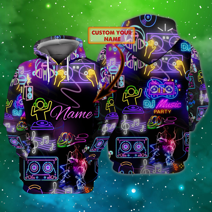 FUNSTUFFPRINT Personalized Name -Dj  3D Hoodie and Zip Hoodie