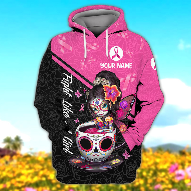 FUNSTUFFPRINT Fight Like A Girl - Personalized Name 3D Hoodie and Zip Hoodie