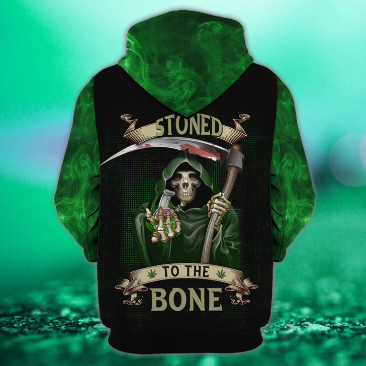FUNSTUFFPRINT  FGREEN SKULL - Personalized Name  3D Hoodie and Zip Hoodie