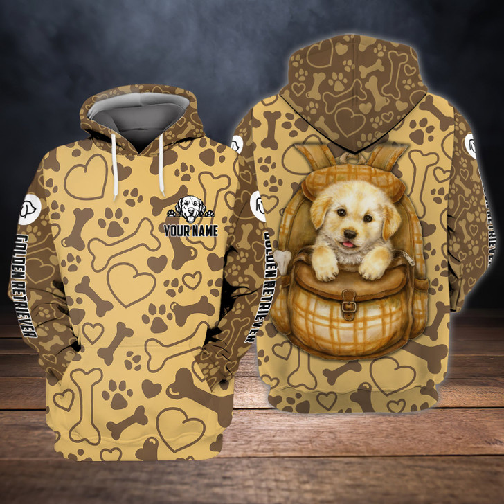 FUNSTUFFPRINT Golden Retriever - Personalized Name - VXH98  3D Hoodie and Zip Hoodie
