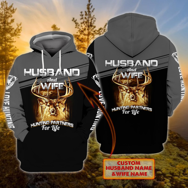 FUNSTUFFPRINT Husband And Wife Hunting - Personalized   3D Hoodie and Zip Hoodie