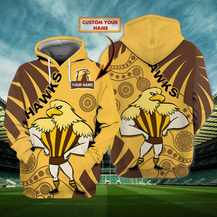 FUNSTUFFPRINT Hawthorn Hawks 2 - Personalized Name  3D Hoodie and Zip Hoodie