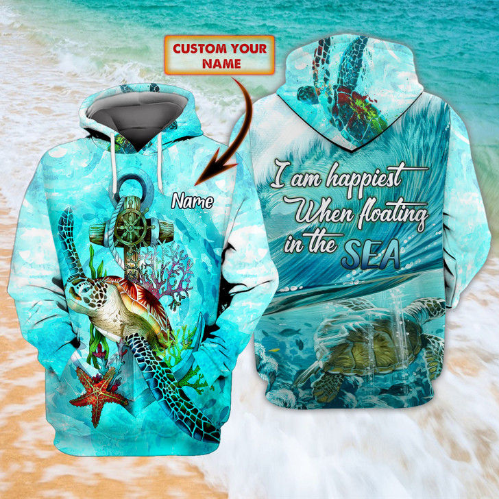 FUNSTUFFPRINT Turtle Love - Personalized Name  3D Hoodie and Zip Hoodie