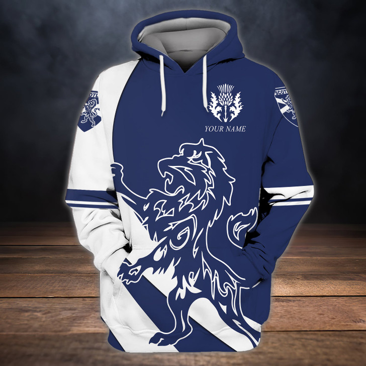 FUNSTUFFPRINT  Personalized Name  Scotland Royal Lion and Thistle Pullover- 3D Hoodie and Zip Hoodie