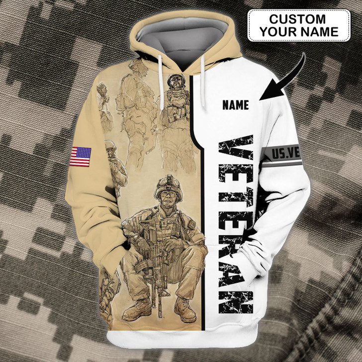 FUNSTUFFPRINT US Veteran - Personalized Name   3D Hoodie and Zip Hoodie