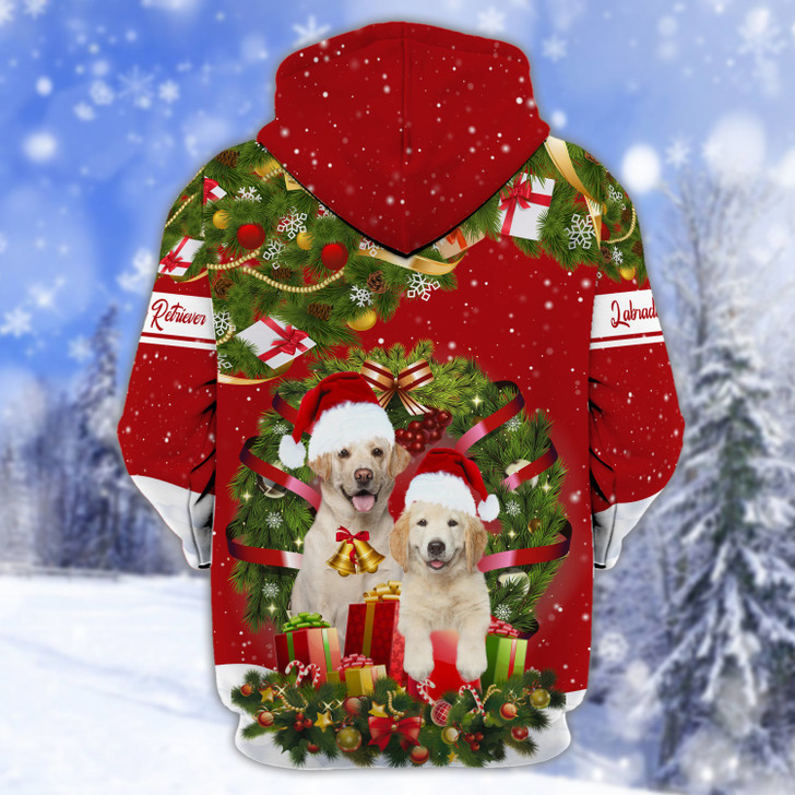 FUNSTUFFPRINT Labrador Christmas - Personalized Name  3D Hoodie and Zip Hoodie