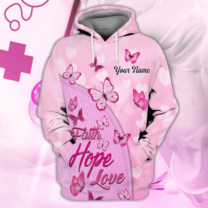 FUNSTUFFPRINT Faith Hope Love 3- Personalized Name 3D Hoodie and Zip Hoodie