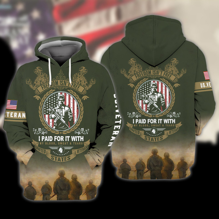 FUNSTUFFPRINT VETERAN-1110  3D Hoodie and Zip Hoodie