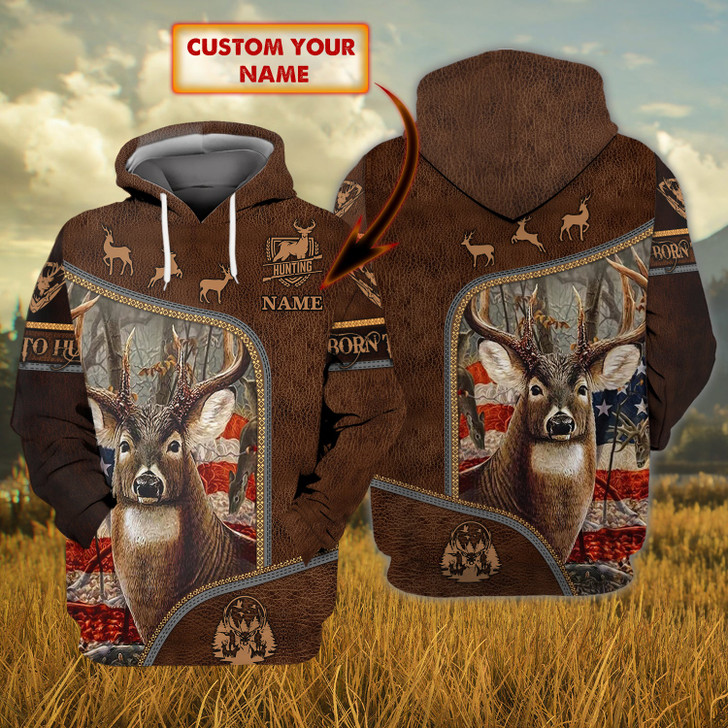 FUNSTUFFPRINT Born to Hunt 1 - Personalized Name  3D Hoodie and Zip Hoodie