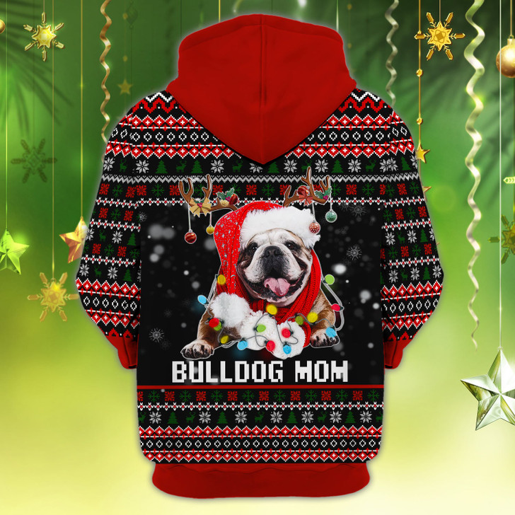 FUNSTUFFPRINT Xmas English Bulldog - Personalized Name   3D Hoodie and Zip Hoodie