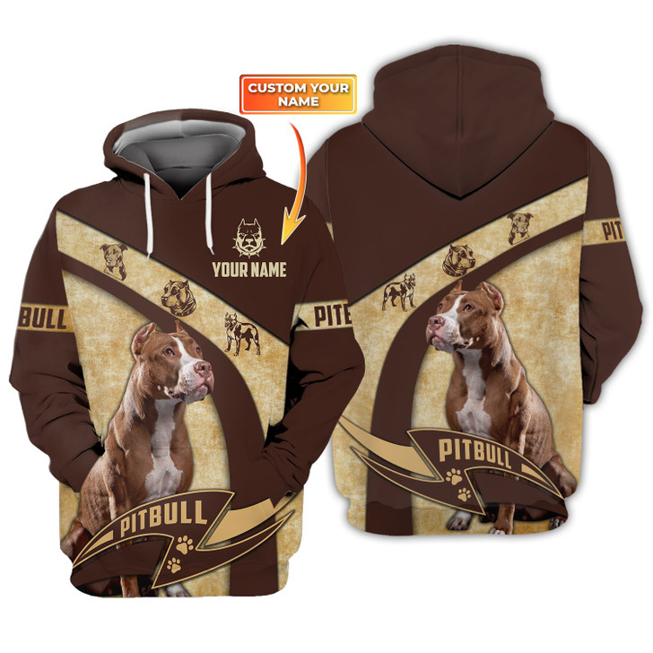 FUNSTUFFPRINT Love Pitbull- Personalized Name  3D Hoodie and Zip Hoodie