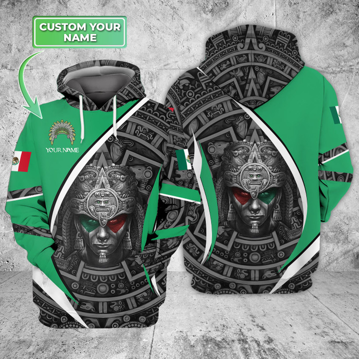 FUNSTUFFPRINT Mexican Aztec Warrior - Personalized Name  3D Hoodie and Zip Hoodie