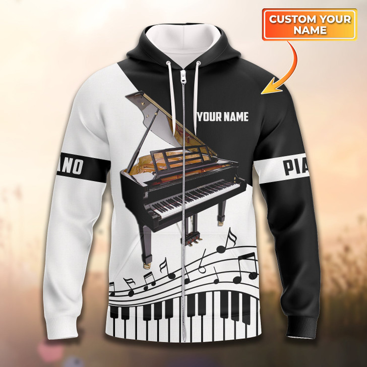 FUNSTUFFPRINT Piano 02 - Personalized Name   3D Hoodie and Zip Hoodie