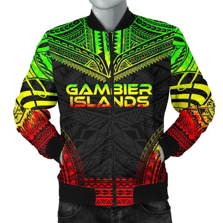 FUNSTUFFPRINTINT Gambier Islands Polynesian Chief Men’s Bomber Jacket – Reggae Version  3D Bomber Jacket