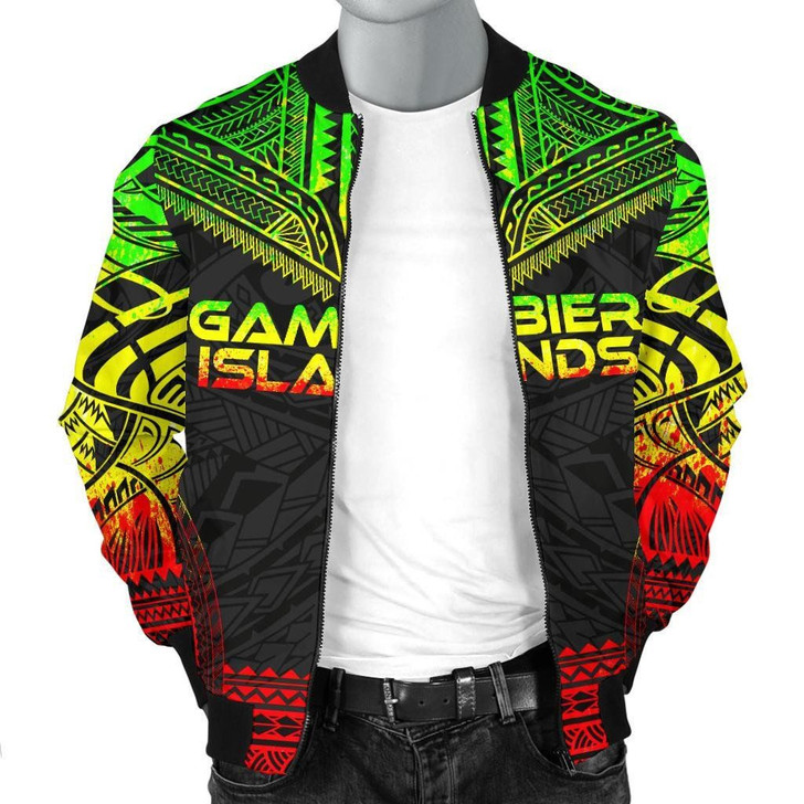 FUNSTUFFPRINTINT Gambier Islands Polynesian Chief Men’s Bomber Jacket – Reggae Version  3D Bomber Jacket