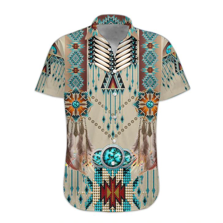 3D Native American Hawaii Shirt, Hawaiian Shirts for Men Print Button Down Shirt