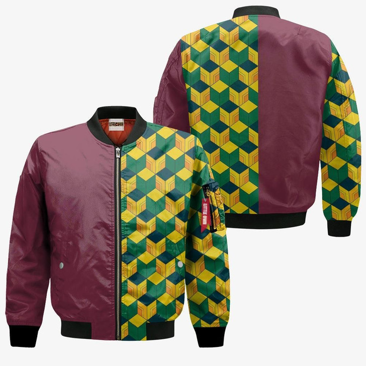 FUNSTUFFPRINTINT Giyuu Tomioka Pattern Bomber Jacket Custom KNY Cosplay Costumes  3D Bomber Jacket