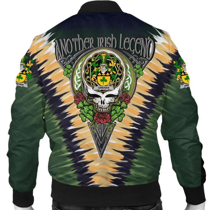FUNSTUFFPRINTINT Grehan or O’Greaghan Ireland Bomber Jacket – GD Irish Legend Shamrock V Tie-Dye A7 3D Bomber Jacket