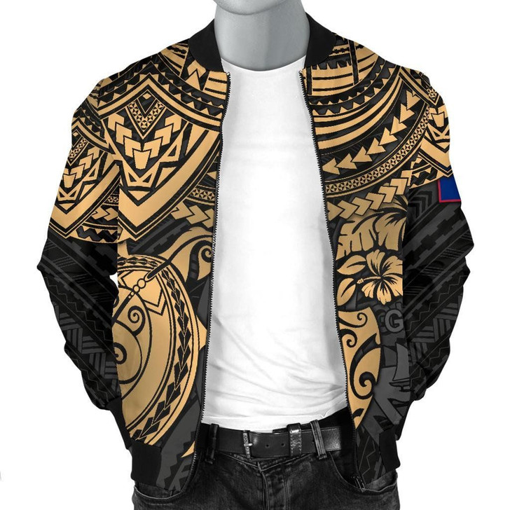 FUNSTUFFPRINTINT Guam Polynesian Bomber Jacket (Men) – Golden Turtle 3D Bomber Jacket