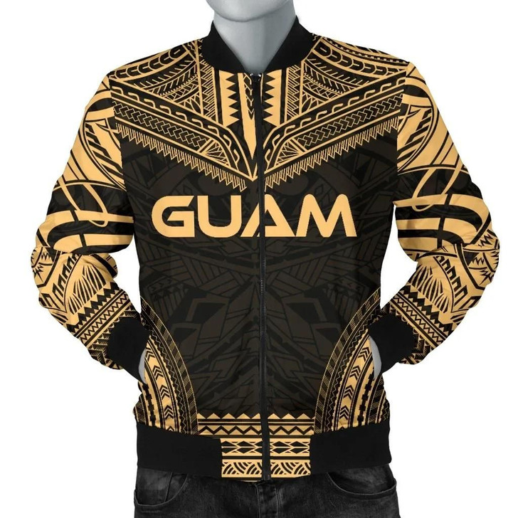 FUNSTUFFPRINTINT Guam Polynesian Chief Men’s Bomber Jacket – Gold Version 3D Bomber Jacket