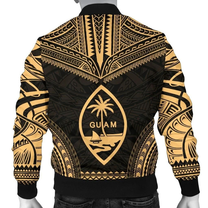 FUNSTUFFPRINTINT Guam Polynesian Chief Men’s Bomber Jacket – Gold Version 3D Bomber Jacket