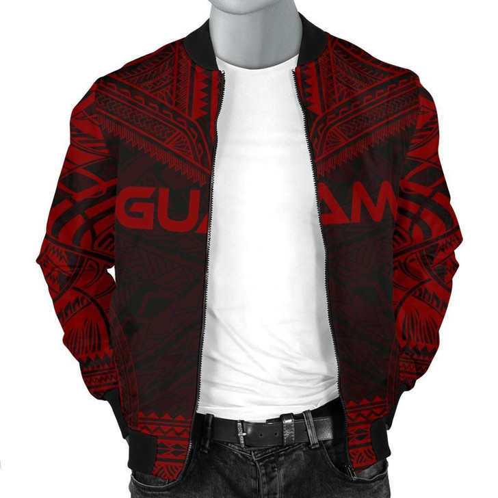 FUNSTUFFPRINTINT Guam Polynesian Chief Men’s Bomber Jacket – Red Version 3D Bomber Jacket