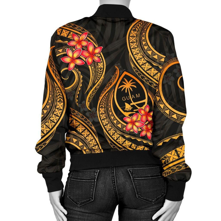 FUNSTUFFPRINTINT Guam Polynesian Women Bomber Jacket – Gold Plumeria  3D Bomber Jacket