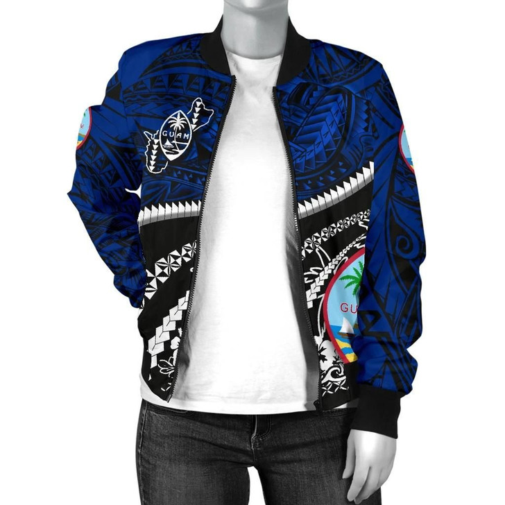 FUNSTUFFPRINTINT Guam Women’s Bomber Jacket Polynesian Shark Tattoo K4 3D Bomber Jacket