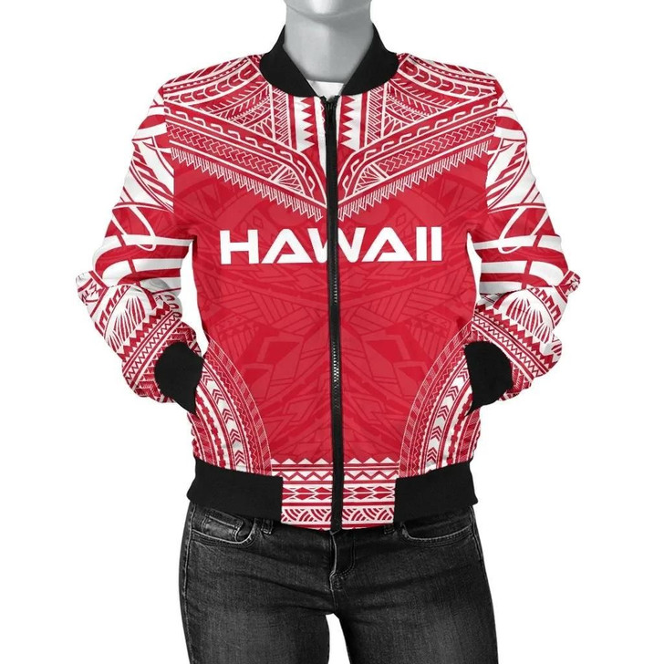 FUNSTUFFPRINTINT Hawaii Flag Polynesian Chief Women’S   3D Bomber Jacket