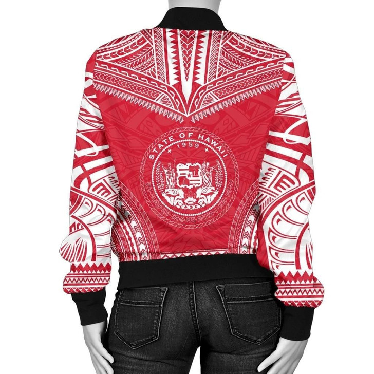 FUNSTUFFPRINTINT Hawaii Flag Polynesian Chief Women’S   3D Bomber Jacket