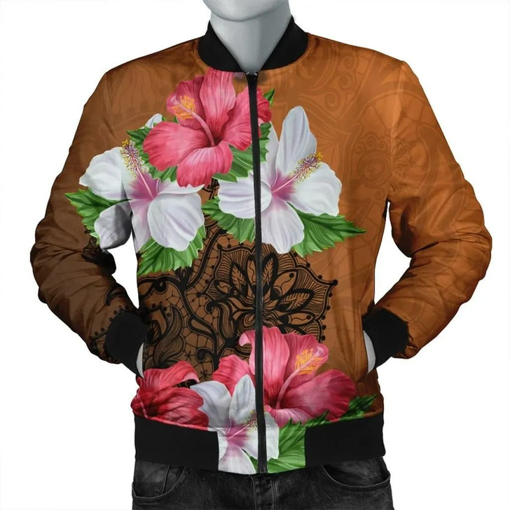 FUNSTUFFPRINTINT Hawaii Hibiscus Flower Polynesia Bomber Jacket – AH – JR 3D Bomber Jacket