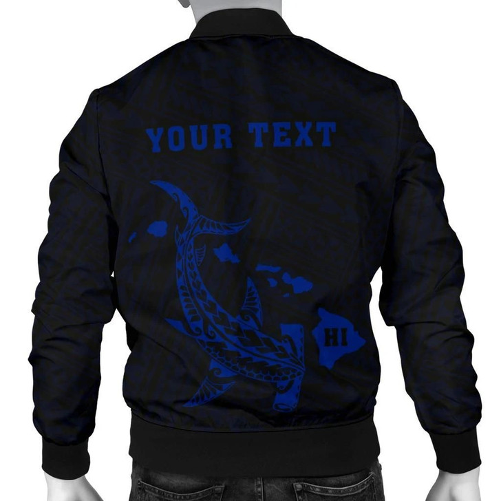 FUNSTUFFPRINTINT Hawaii Kakau Polynesian Hammerhead Shark Map Personalized Men’s Bomber Jacket – Blue – AH – J6 3D Bomber Jacket