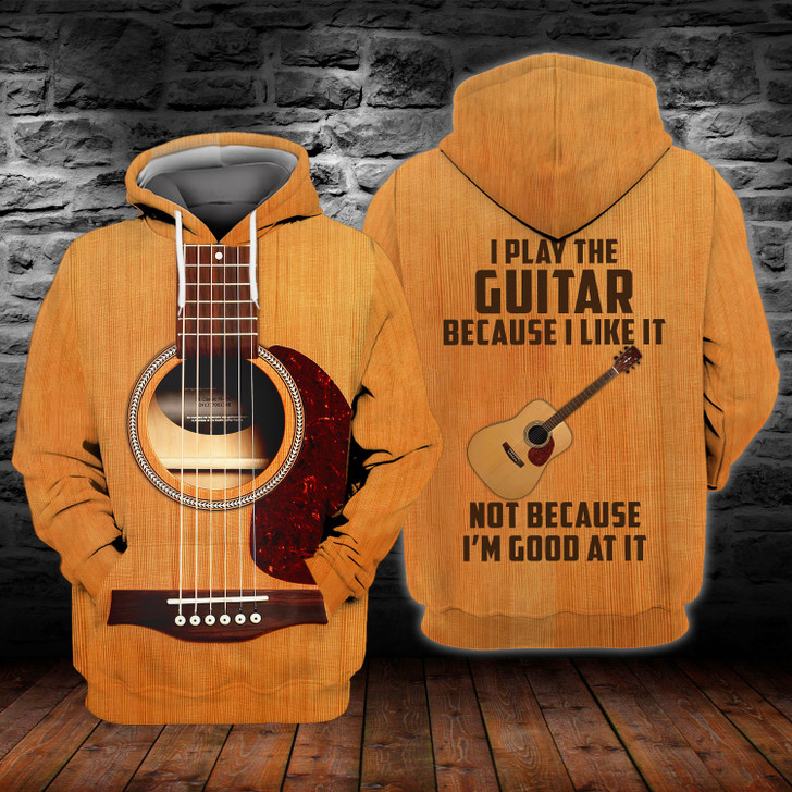 FUNSTUFFPRINT Play The Guitar  3D Hoodie and Zip Hoodie