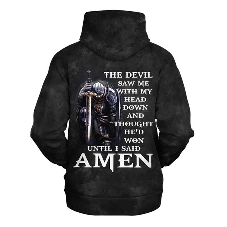 FUNSTUFFPRINT  The Devil Saw Me With My Head Down Hoodies Men & Women Christian  3D Hoodie and Zip Hoodie