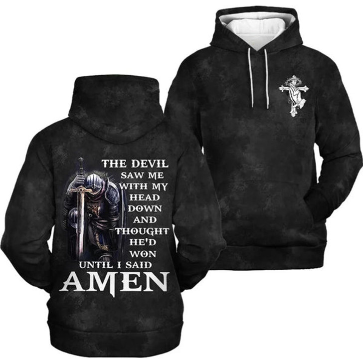 FUNSTUFFPRINT  The Devil Saw Me With My Head Down Hoodies Men & Women Christian  3D Hoodie and Zip Hoodie