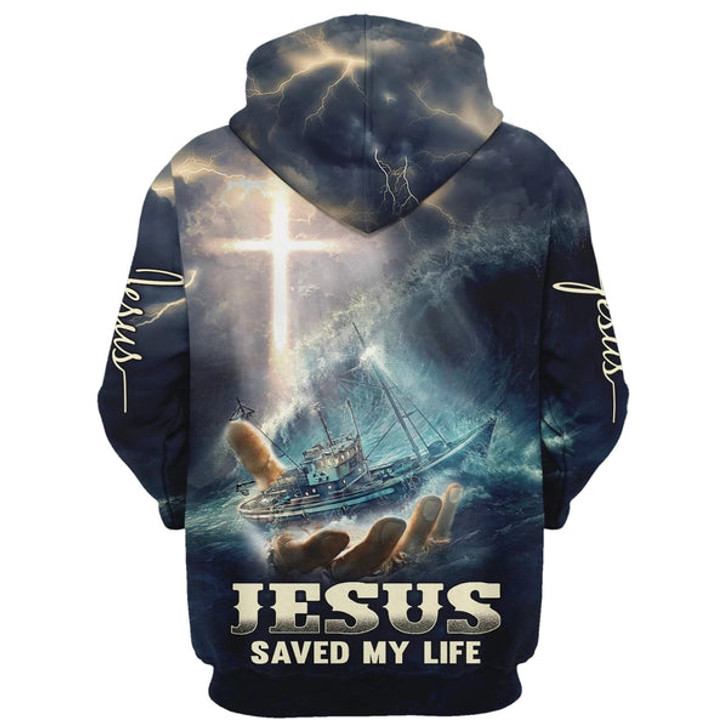 FUNSTUFFPRINT Jesus Saved My Life Hoodie - Men & Women Christian  3D Hoodie and Zip Hoodie