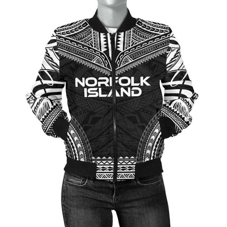 FUNSTUFFPRINTINT Norfolk Island Polynesian Chief Women’S Bomber Jacket – Black Version – Bn10 3D Bomber Jacket