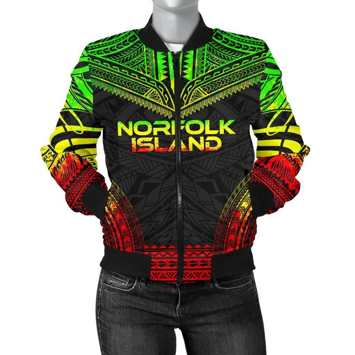 FUNSTUFFPRINTINT Norfolk Island Polynesian Chief Women’S Bomber Jacket – Reggae Version – Bn10 3D Bomber Jacket